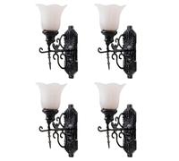 Yardwe 4Pcs Micro Wall Lamp Model 1/12 Scale Dollhouse Accessory Victorian Style Miniature Decor Lamp for Living Room Table and Sand Table Lighting