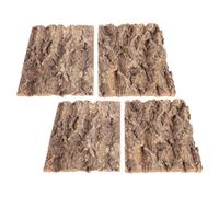 Yardwe 4pcs Natural Cork Bark Reptile Tank Background 7.7x5.8x0.4 Inch Brown Tree Bark Habitat Enrichment Mat for Reptile and Amphibian Enclosure, Easy to Clean and Maintain