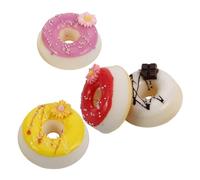 Yardwe 4Pcs Realistic Artificial Mini Donuts Simulated Food Decor for Home Kitchen Party Displays and Wedding Decorations Charming Fake Doughnuts for Pretend Play and Special