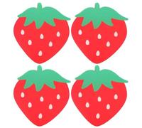 Yardwe 4pcs Silicone Heat-resistant Strawberry Coasters with Nonslip Design, Table Pads for Coffee Shops and Offices