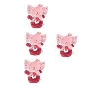Yardwe 4pcs Soft Plush Elephant Hand Rattle Pink Sensory for Newborns Gentle Sound for Development Safe Plush Material for Boys and Interaction