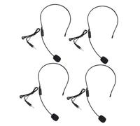 Yardwe 4pcs Wired Speaker Microphone Headset with Omnidirectional Condenser Mic and Adjustable Microphone Arm, Plastic Material for Voice Amplifier Use in Presentations and Speeches