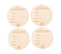 Yardwe 4Pcs Wood Name Sign Newborn Announcement Photo Props Milestone Cards for Birth Growth Safe Durable Skin Friendly Wood Discs for Capturing Precious Memories