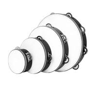 Yardwe 4Pcs Wooden Handheld Tambourine Set 4/6/8/10 Inch Interactive Percussion Instruments for Boys and Girls Early Education Music Toys Rattling Bells