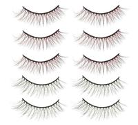Yardwe 5 Pairs Natural Fake Eyelashes with Simulation Material, Realistic and Natural Look False Lash Extensions for Stage Performance and Fancy Dress Parties, Fashionable Style,