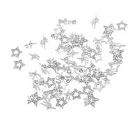 Yardwe 50pcs Nails Star Charms Silver Alloy 3D Metallic Nail Bling Charms for Festivals and Party Use