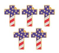 Yardwe 5pcs American Flags Cross Pin: Metal Lapel Badge for Patriotic Events - Independence Day, Memorial Day, 4th of July Patriotic Brooch for Men & Women