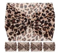 Yardwe 5PCS Baby Bow Knot Headbands - Leopard Printed Newborn Headband - Soft Flexibility Hair Band for Baby Photography Props Accessories