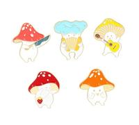 Yardwe 5pcs Cartoon Mushroom Brooch Pins Alloy Badge for Women Cute Personality Brooches Clothes Accessories Stylish Lapel Pins for Jackets Bags Hats Novelty Decoration