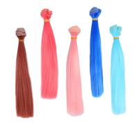 Yardwe 5pcs Doll Hair Wefts Diy Straight Hair Extensions Lifelike Texture for Crafts