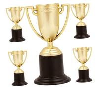 Yardwe 5Pcs Mini Trophy Models Gold Basketball Volleyball Pong Competition Cups Abs Party Game Prizes Classroom Rewards Realistic Sports Award Props