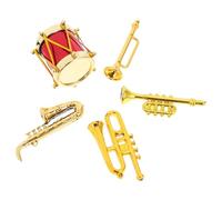 Yardwe 5pcs Miniature Classical Instrument Realistic Dollhouse Musical Decor Lightweight Saxophone Trumpet Drum and Ocarina for Mini House Ornament and Photography Background
