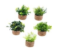 Yardwe 5Pcs Miniature Faux Greenery Bonsai Plants for Dollhouse Decoration No Watering Needed Tiny Potted Artificial Succulents for Miniature Scenes and Photography