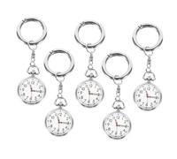 Yardwe 5pcs Multi-Function Nurse Watches Key Ring Pocket Watches for Nurses with Stainless Steel and Glass Materials, Easy to Carry with Simple Shape, for Work in The Hospital