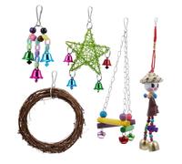 Yardwe 5pcs Parrot Swing Toy Set Chewing Toys Bells for Cockatiel Conure Finch Cages Stimulates Play Beak Health Keeps Birds Engaged and Happy