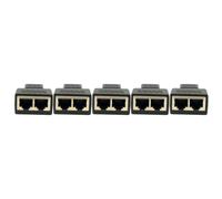 Yardwe 5Pcs RJ45 Splitter Socket Ethernet Adapter 1 to 2 Port | Black Plastic Alloy Build, Signal Pass-Through, Extends Short Wiring for Computers, Desks, Offices or Schools