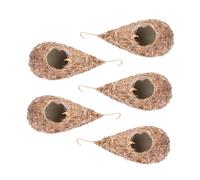 Yardwe 5pcs Straw Bird Nest Birdhouse Box Handwoven Bird House for Garden Decor