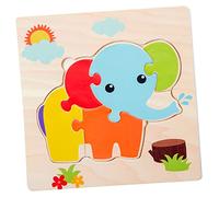Yardwe 5pcs Wooden Cartoon Animal Puzzle Educational Jigsaw for Bee Frog Goldfish Fish Elephant Portable and Engaging Learning Fun