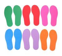 Yardwe 6 Pairs Non-slip Rubber Foot Shaped Floor Markers for Sensory Tactile Agility Spots in Red Blue Green Purple Pink Orange Portable Outdoor Preschool Classroom Training