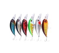 Yardwe 6 Pcs Bionic Artificial Fishing Lures with Movable Tongue Slowly Sinking Hard Bait for Freshwater and Sea Fishing Colorful Lures with Strong Hooks for Bass Trout Carp Random Color