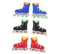 Yardwe 6pairs Portable Mini Finger Skateboards Compact Finger Skate Shoes for Adults Lightweight Desktop for Travel Office Skill Enhancing Board Game with Black Red Blue Colors