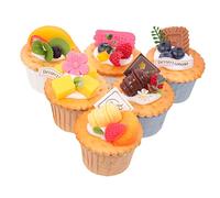 Yardwe 6pcs Artificial Cake Models Simulation Cakes Fake Cupcakes Lifelike Dessert Models for Wedding Party Display and Photography Props