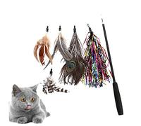 Yardwe 6pcs Cat Teaser Stick with Interactive Section Extendable Rods for Engaging Play for Strengthening Bonds and Keeping Cats Active