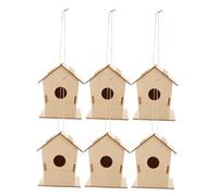 Yardwe 6pcs DIY Wooden Birdhouse Kit for Unpainted Outdoor Hanging Birdhouse for Crafting Painting Educational Arts Crafts for Boys Interactive Bird Watching Fun