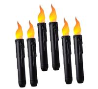 Yardwe 6pcs Flameless Taper LED Candles Battery Operated Black Shell Electric Candle Lights for Party Wedding Birthday Christmas Atmosphere Decoration