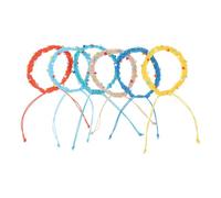 Yardwe 6pcs Handmade Braided Rope Bracelet with Rice Beads and Wax Thread | Boho Vintage Style, Adjustable Fit for Outdoor Activities and Daily Wear, Lightweight Waterproof Easy Maintenance
