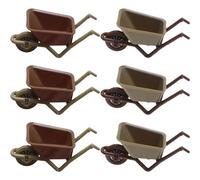 Yardwe 6Pcs Miniature Dollhouse Wheelbarrow Model Mini Farm Tool for Green and Brown Mini Wheelbarrow Decor for Gardens and Fairy Worlds