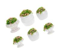 Yardwe 6Pcs Miniature Potted Plants Artificial Tiny Flowerpots for Dollhouse for Mini Gardens Architectural Models Creative Projects Space Saving