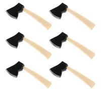 Yardwe 6pcs Miniature Wooden Handle Metal Hatchet Set for Dollhouse Garden Accessories Realistic Tiny Axe for Halloween Decorations and Craft Projects Safe and Highly Detailed Mini Garden