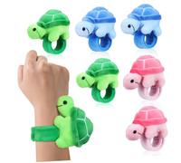 Yardwe 6Pcs Plush Turtle Slap Bracelets Soft Stuffed Animal Wrist Bands Cute Party Favors for Classroom Prizes and Celebrations