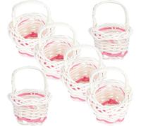 Yardwe 6pcs Rattan Woven Basket with Handle Miniature Hand-held Rustic Flower Basket for Wedding Candy Storage and Doll House Decoration