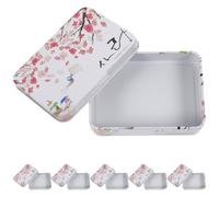 Yardwe 6pcs Rectangular Floral Print Tinplate Storage Cases with Lids Large Capacity Metal Tins for Organizing Small Items and Candies Suitable for Home Decor