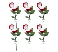 Yardwe 6pcs Red Rose Ring Boxes for Proposal and Wedding, Lightweight Portable Velvet and Plastic Single Ring Case with Elegant Romantic Design, for Intimate Dinners and Ceremonial Venues