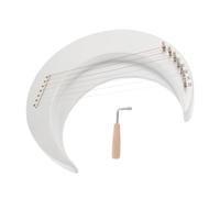 Yardwe 7 String Mini String Lyre Harp Moon Shaped Wooden Instrument with Tuning Wrench Lightweight Portable Crescent Design for Beginners and Music Performance in Spaces
