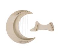 Yardwe 7-string Wooden Lyre Harp Moon Shaped Lyra Harp Base Beginner Portable Handheld Musical Instrument for Learning and Music Practice