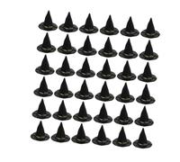 Yardwe 72pcs Black Witch Hats for Halloween DIY Crafts Dollhouse Accessories Miniature Plastic Caps Vibrant Fade Resistant Design for Party Decorations and Creative Projects