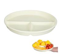 Yardwe 8 Inch Ceramic Divided Plates for Adults Portion Control, 3 Compartment White Dinner Plate for Kids, Microwave Safe Diet Slimming Tray, Sectional Dish for Weight Loss & Picky Eaters