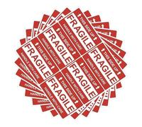 Yardwe 8 Sheets Red Self-Adhesive Fragile Stickers for Shipping with Professional Handling Instructions, Coated Packing Labels for Fragile Items, Easy to Use Warning Stickers for Moving