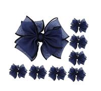 Yardwe 8pcs Dark Blue Bowknot Shoe Charms Organza Decorative Clips for Women Heels Flats Stylish DIY Embellishments Adding Elegant Flair for Casual and Formal Footwear