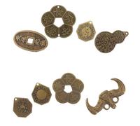 Yardwe 8pcs Delicate Brass Feng Shui for Wealth and Success Traditional Chinese Fortune-telling Props with Auspicious Symbolism Mixed Style Decorative for Prosperity and Harmony
