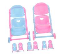 Yardwe 8pcs Miniature Doll Stroller for Pretend Play Portable Lightweight Plastic Pushchair Easy to Clean Pretend Play Pram for Dollhouse Role-playing