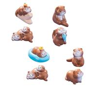 Yardwe 8pcs Small Otters Ornament Mini Resin Animal Figures Adorable Design Lightweight Brown Otters Decorations Versatile Use for Garden Outdoor