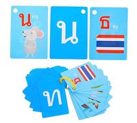 Yardwe 90Pcs Thai Language Learning Flash Cards for Portable Educational Vocabulary Cards to Enhance Pronunciation Memory Skills for Preschool