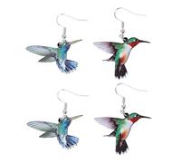 Yardwe Acrylic Bird Pattern Earrings 2 Pairs Set - Hummingbird, Dove, Eagle, Owl, Parrot Ear Drops for Women Fashion Ear Decor