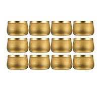 Yardwe Airtight Multi-purpose Storage Tins Simple Chic Design for Home Organization and Decor 12pcs round Tinplate Canisters in Golden Colour for Tea Leaves and Beads