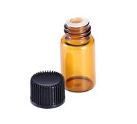 Yardwe Amber Glass Bottles Small Refillable Sample Bottles with Black Lid 5ml 30 Pcs Easy to Fill for Essential Oils for Travel Kits or Business Partner Samples